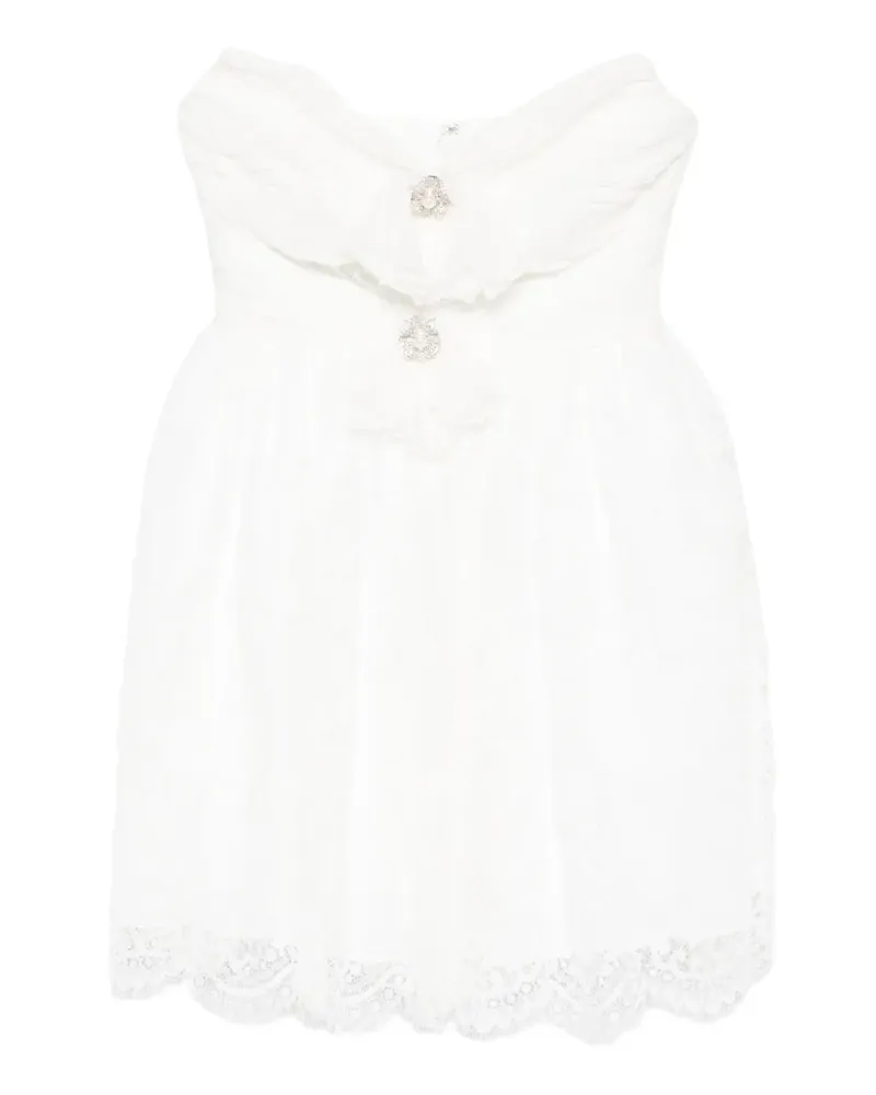 Self-Portrait strapless mini dress - Weiß Weiß