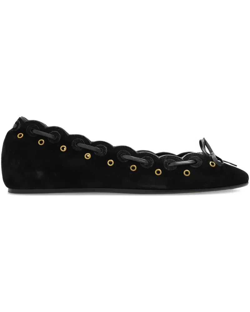 Isabel Marant Balfy Ballerinas mit Wellensaum - Schwarz Schwarz