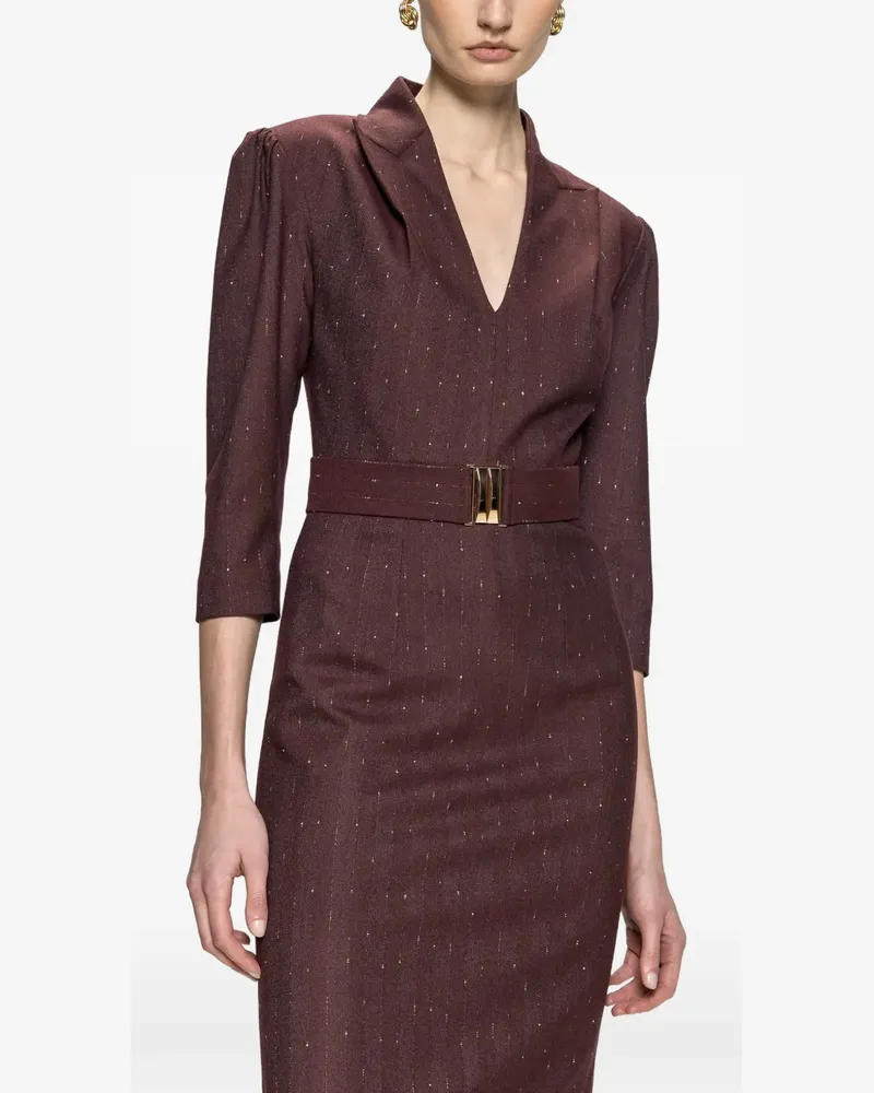 NISSA V-neck belted midi dress - Rot Rot