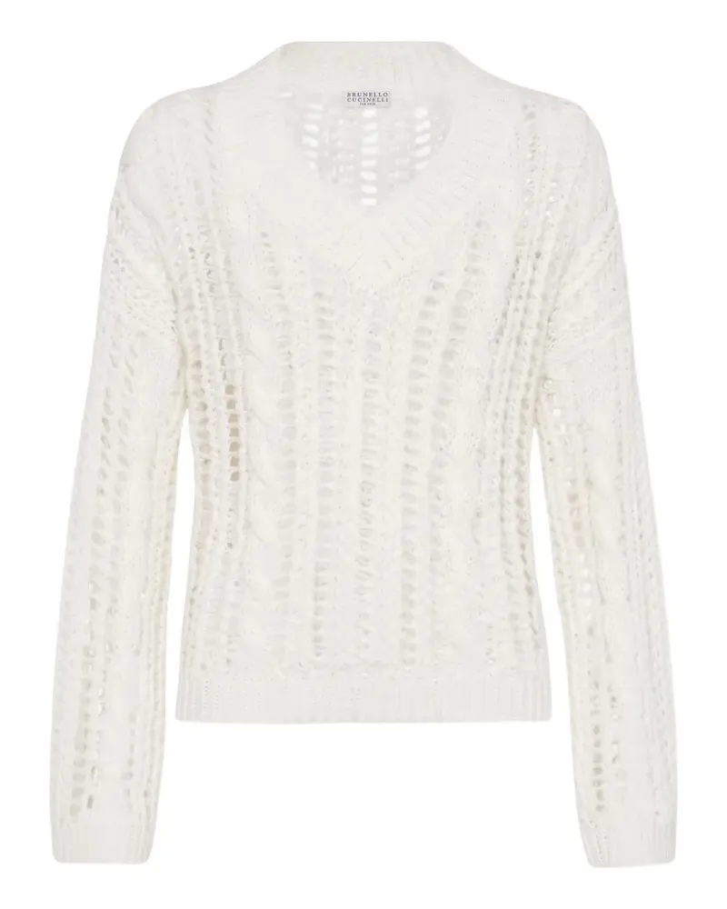Brunello Cucinelli cable-knit open-work sweater - Weiß Weiß