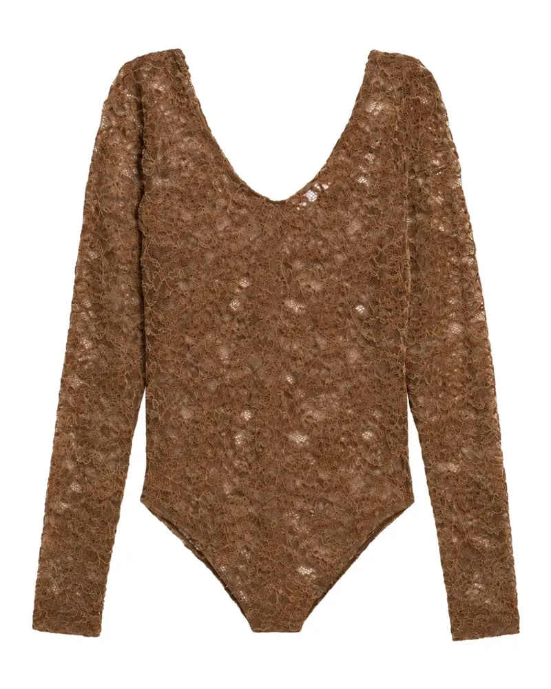 Weili Zheng floral-lace bodysuit - Braun Braun
