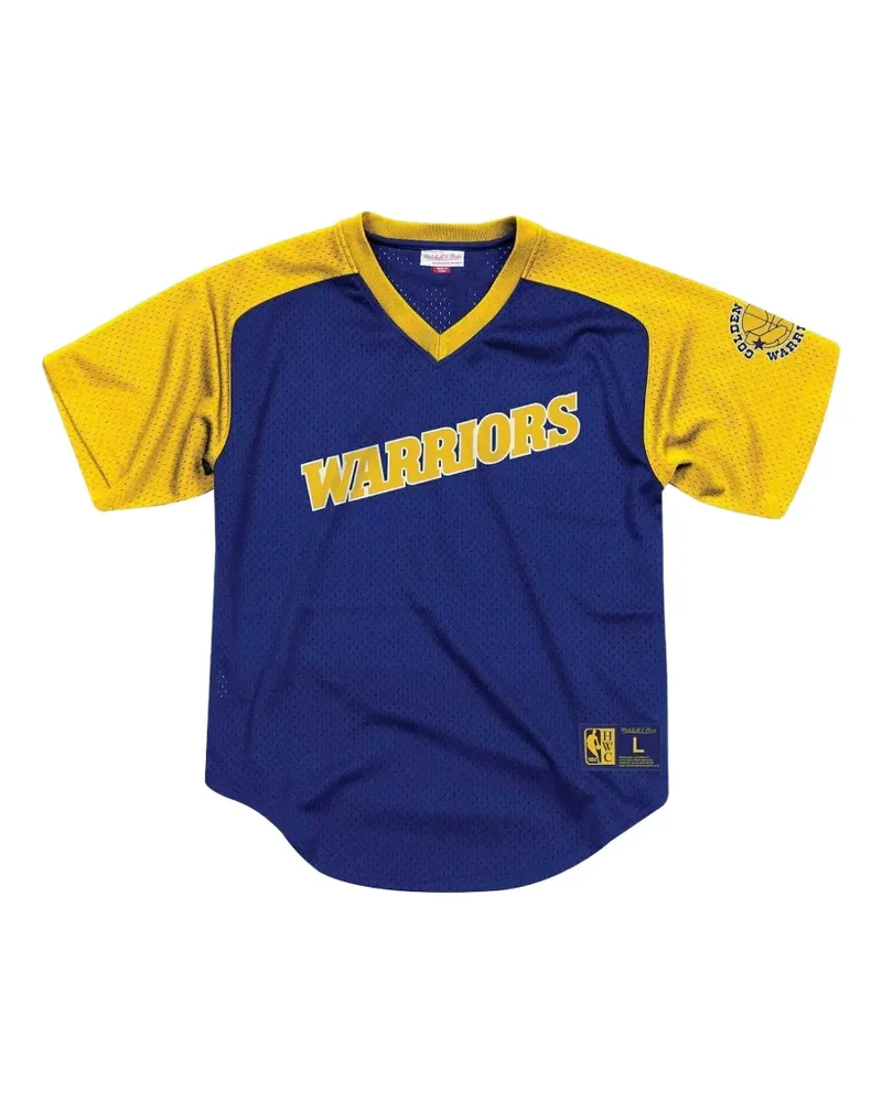Mitchell & Ness NBA "Golden State Warriors" Mesh-T-Shirt mit V-Ausschnitt - Blau Blau