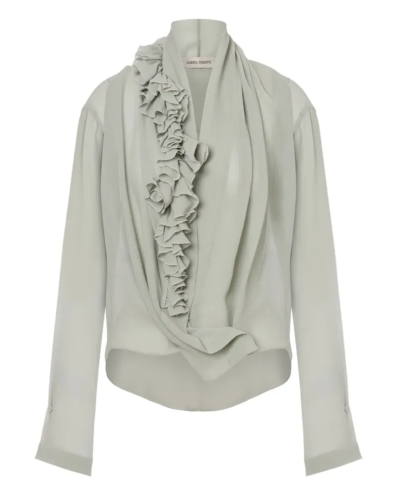 Alberta Ferretti Bluse mit Rüschendetail - Grau Grau