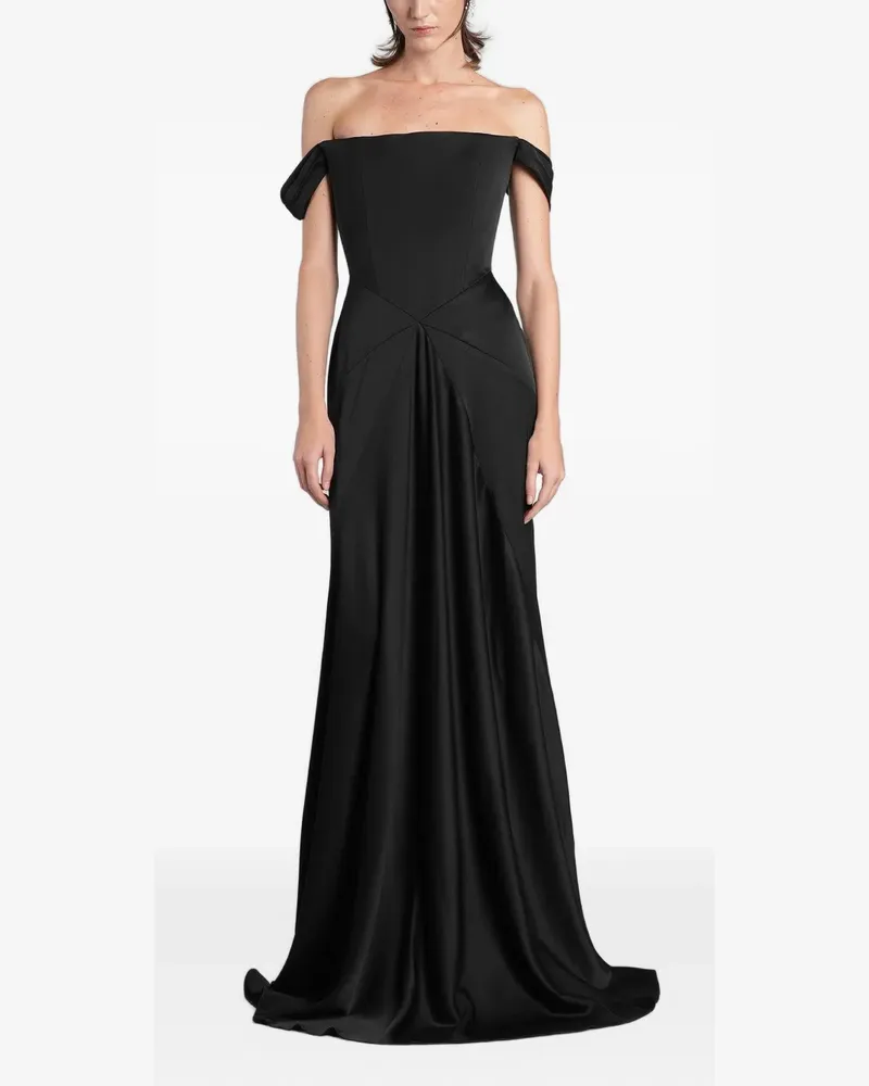Alex Perry off-shoulder draped maxi gown - Schwarz Schwarz