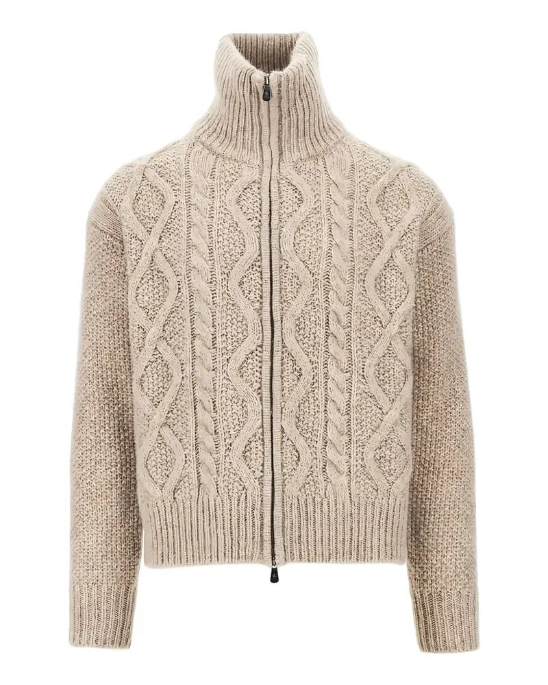 Piacenza Cashmere Cardigan mit Zopfmuster - Nude Nude