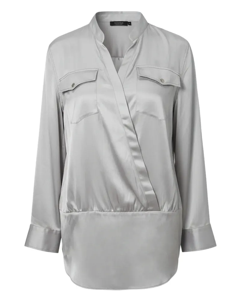 Brunello Cucinelli Bluse aus Satin mit Taschen - Silber Silber