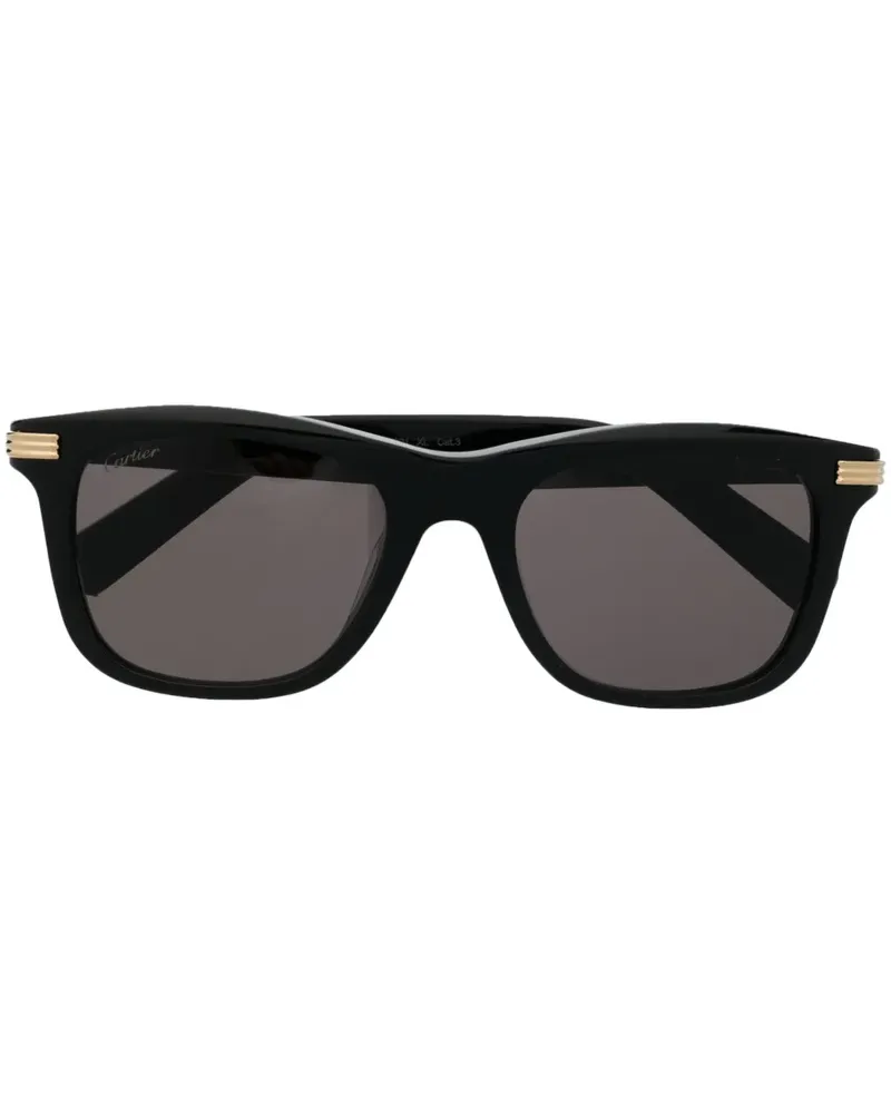 Cartier Sonnenbrille mit eckigem Gestell - Schwarz Schwarz