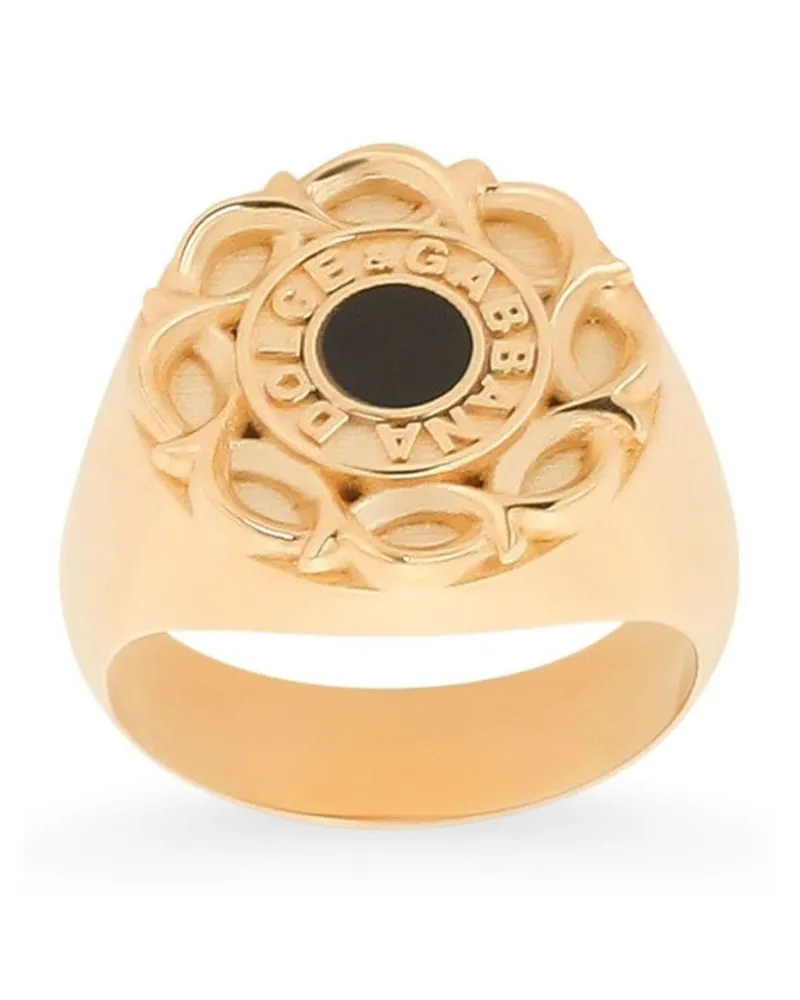 Dolce & Gabbana Emaillierter Ring mit DG-Print - Gold Gold