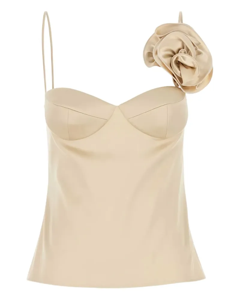 Magda Butrym Satintop mit Rosenapplikation - Nude Nude