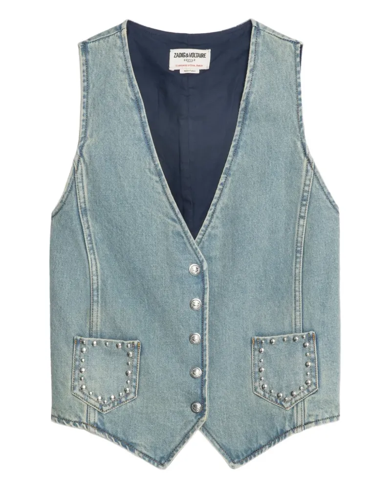 Zadig & Voltaire Nietenweste mit V-Ausschnitt - Blau Blau