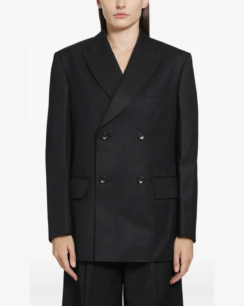 Junya Watanabe pinstripe double-breasted jacket - Schwarz Schwarz