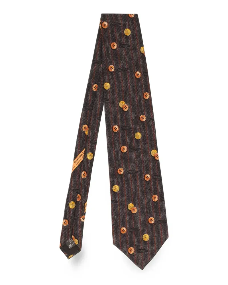 Ermenegildo Zegna Krawatte mit Knopf-Print - Braun Braun