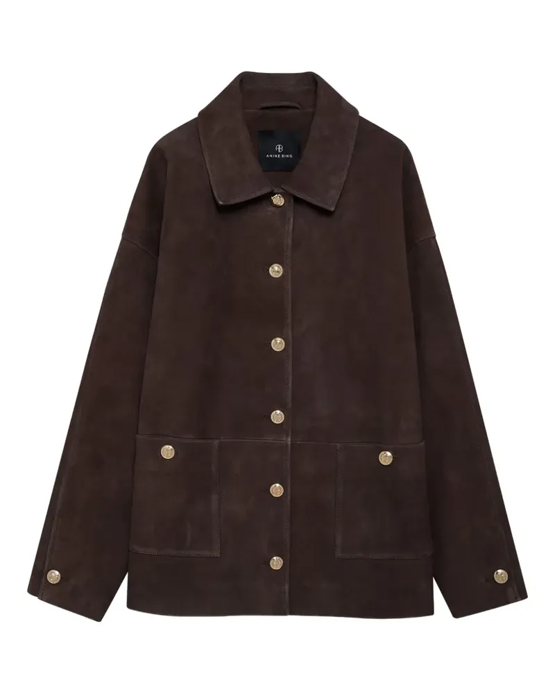 Anine Bing Wildlederjacke mit goldfarbenen Knöpfen - Braun Braun