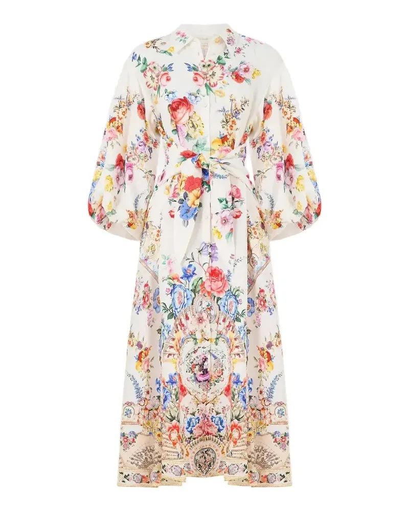 Camilla Kleid mit Ballonärmeln - Weiß Weiß