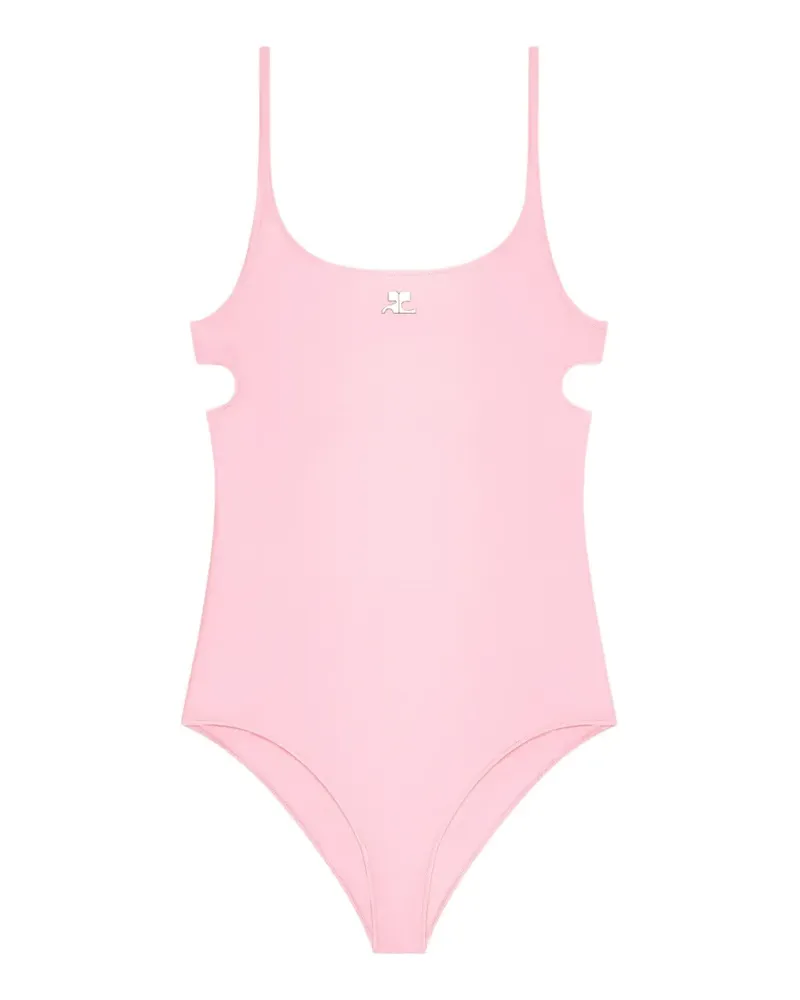 Courrèges Cut-Out-Badeanzug mit Logo-Stickerei - Rosa Rosa