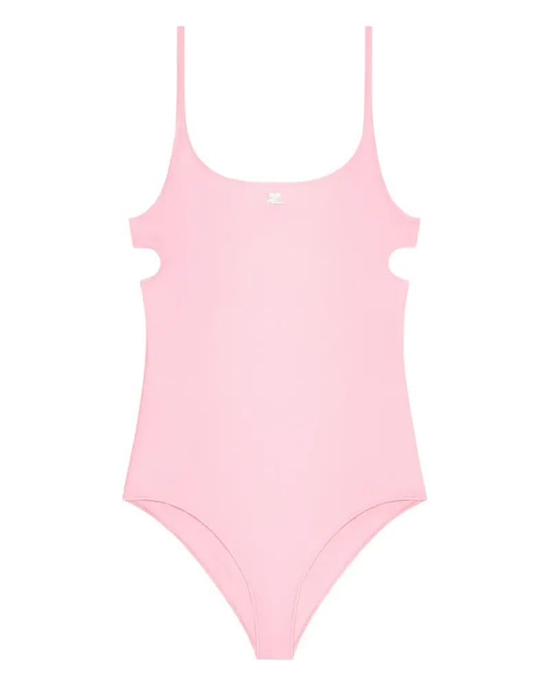 Courrèges Cut-Out-Badeanzug mit Logo-Stickerei - Rosa Rosa