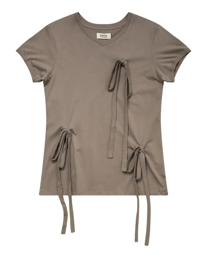 Renaissance Renaissance Bunny bow-detail T-shirt - Braun Braun