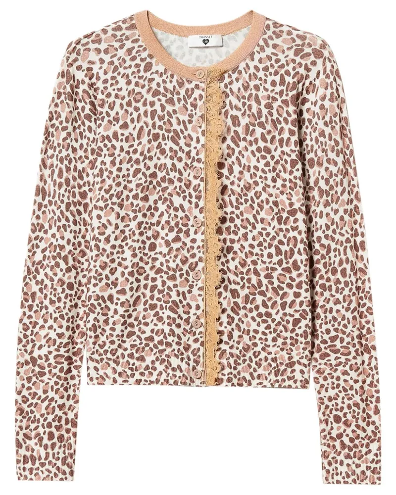 Twin-Set Cardigan mit Leoparden-Print - Nude Nude