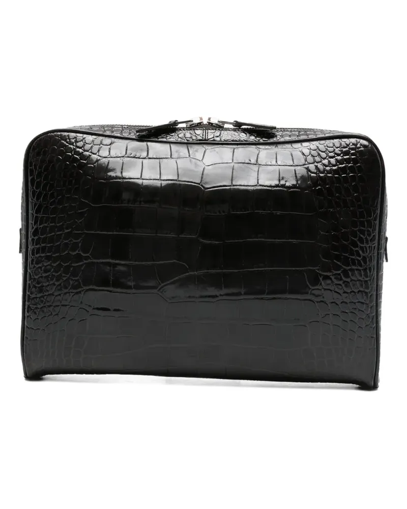 Tom Ford croc-effect logo-detail laptop bag - Braun Braun