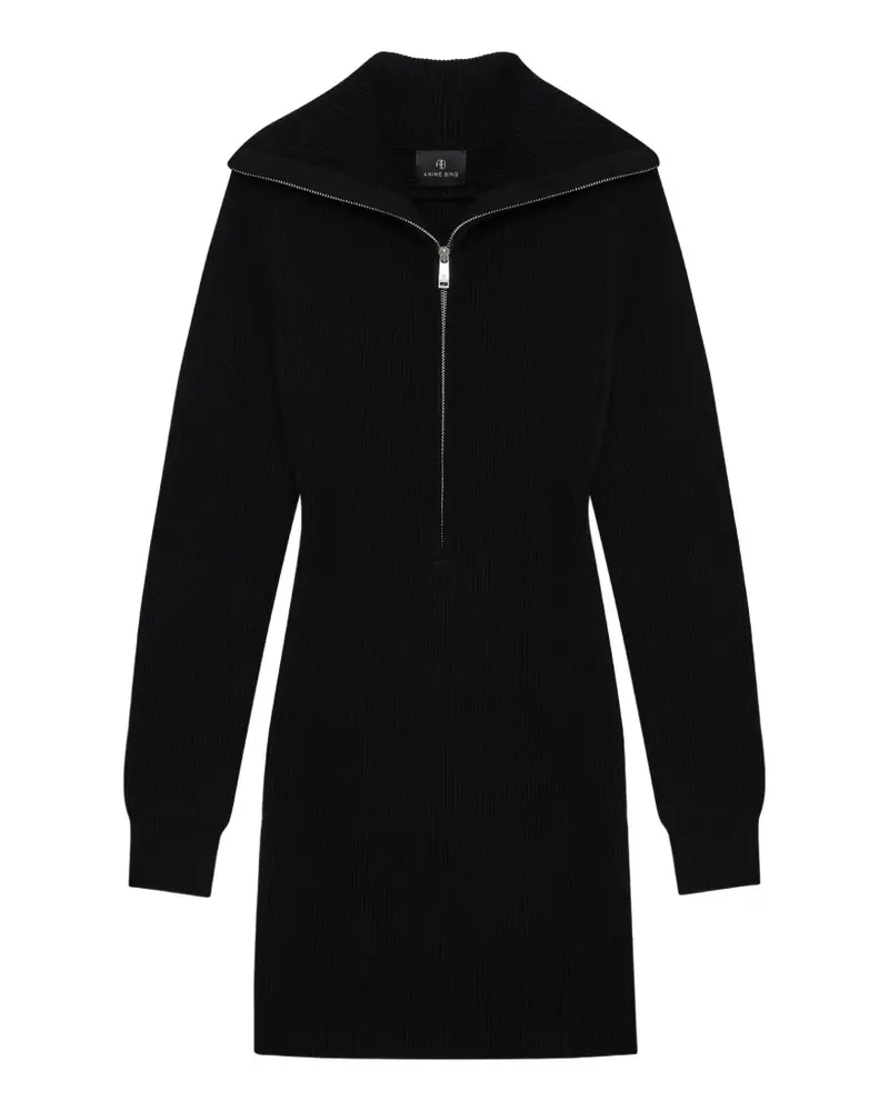 Anine Bing June Kleid mit Trucker-Kragen - black - Schwarz Schwarz