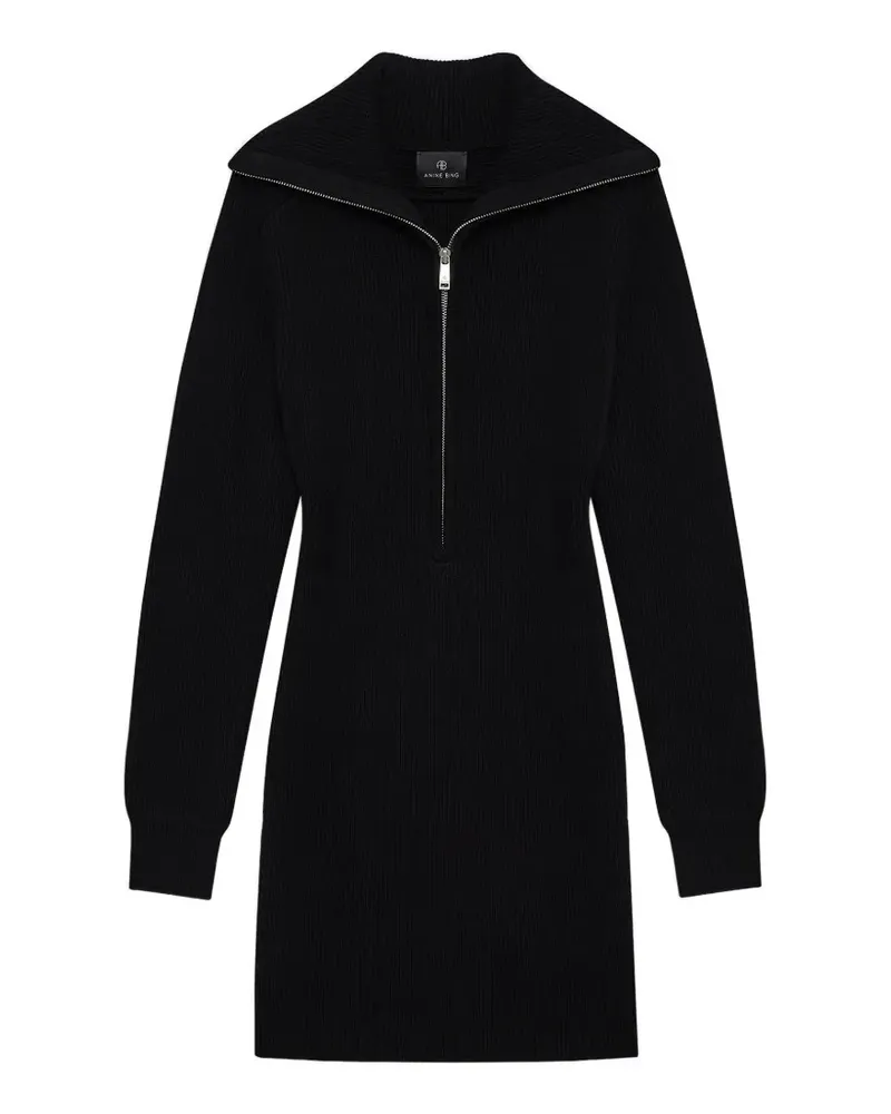 Anine Bing June Kleid mit Trucker-Kragen - black - Schwarz Schwarz