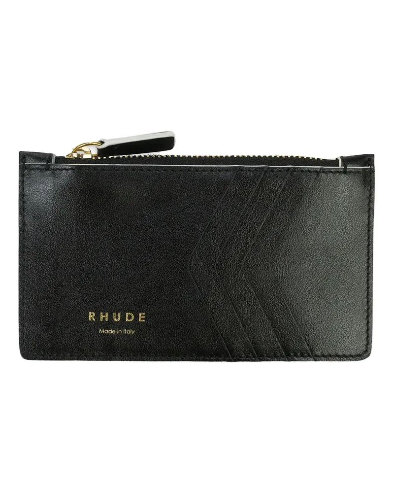 RHUDE zip-fastening leather cardholder - Schwarz Schwarz