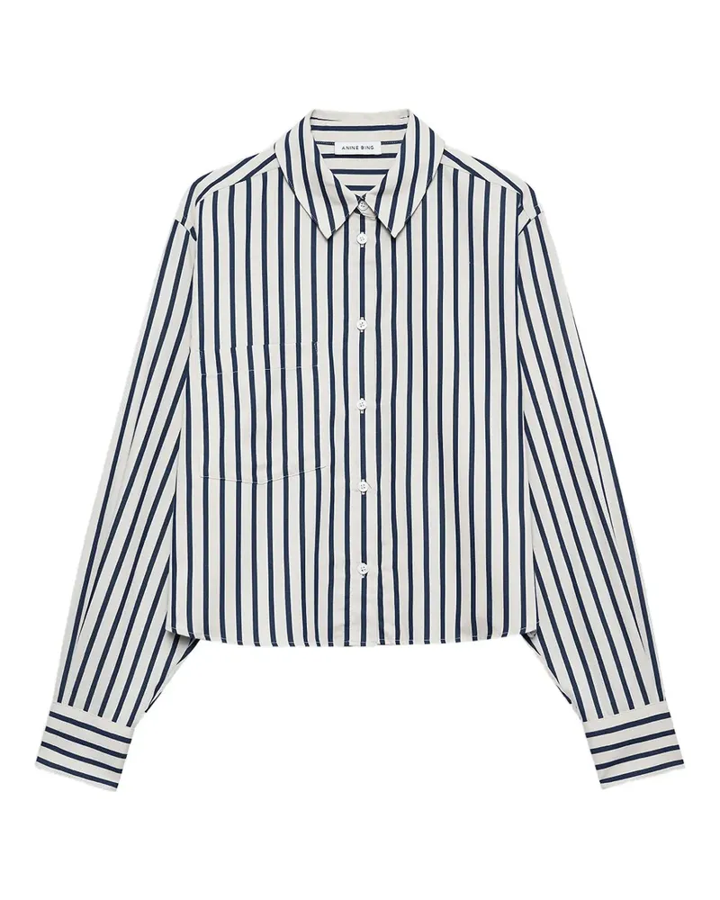 Anine Bing Gestreiftes Essie Cropped-Hemd - Weiß Weiß