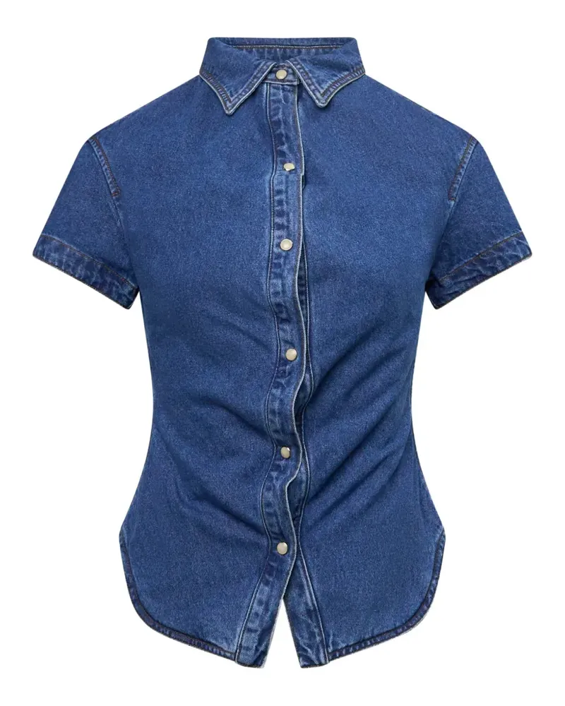 pushBUTTON short-sleeve denim shirt - Blau Blau