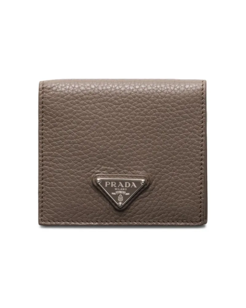 Prada Portemonnaie mit emailliertem Triangel-Logo - Grau Grau