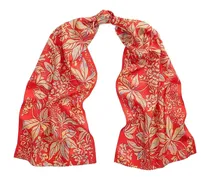 Seidenschal mit Blumen-Print - Orange