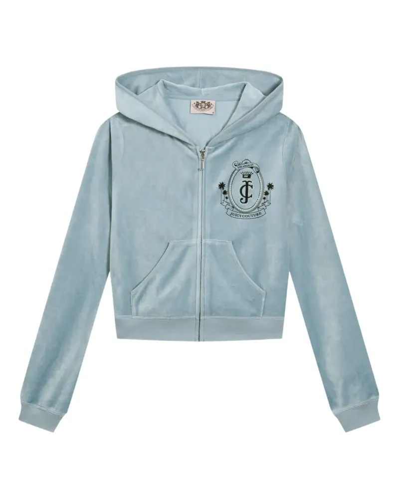 Juicy Couture Hoodie aus Velours mit grafischem Print - Blau Blau