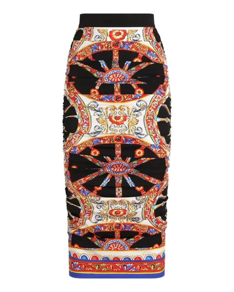 Dolce & Gabbana Midirock Charmeuse mit Carretto-Print - Schwarz Schwarz