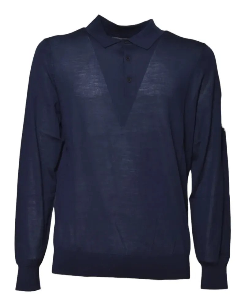 MC2 Saint Barth navy blue Alfie merino wool knit polo shirt - Blau Blau