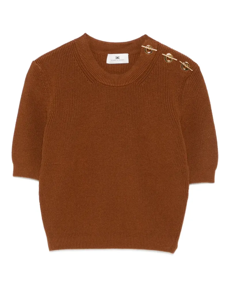 Elisabetta Franchi Top mit Logo-Schild - Braun Braun