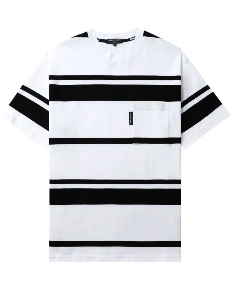 Comme des Garçons Gestreiftes T-Shirt - Weiß Weiß