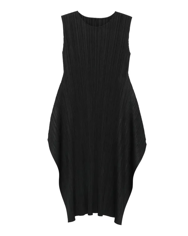 Issey Miyake Ärmelloses Midikleid mit Falten - Schwarz Schwarz