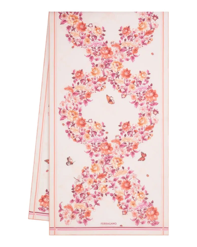 Ferragamo Ramages Seidenschal mit Print - Nude Nude