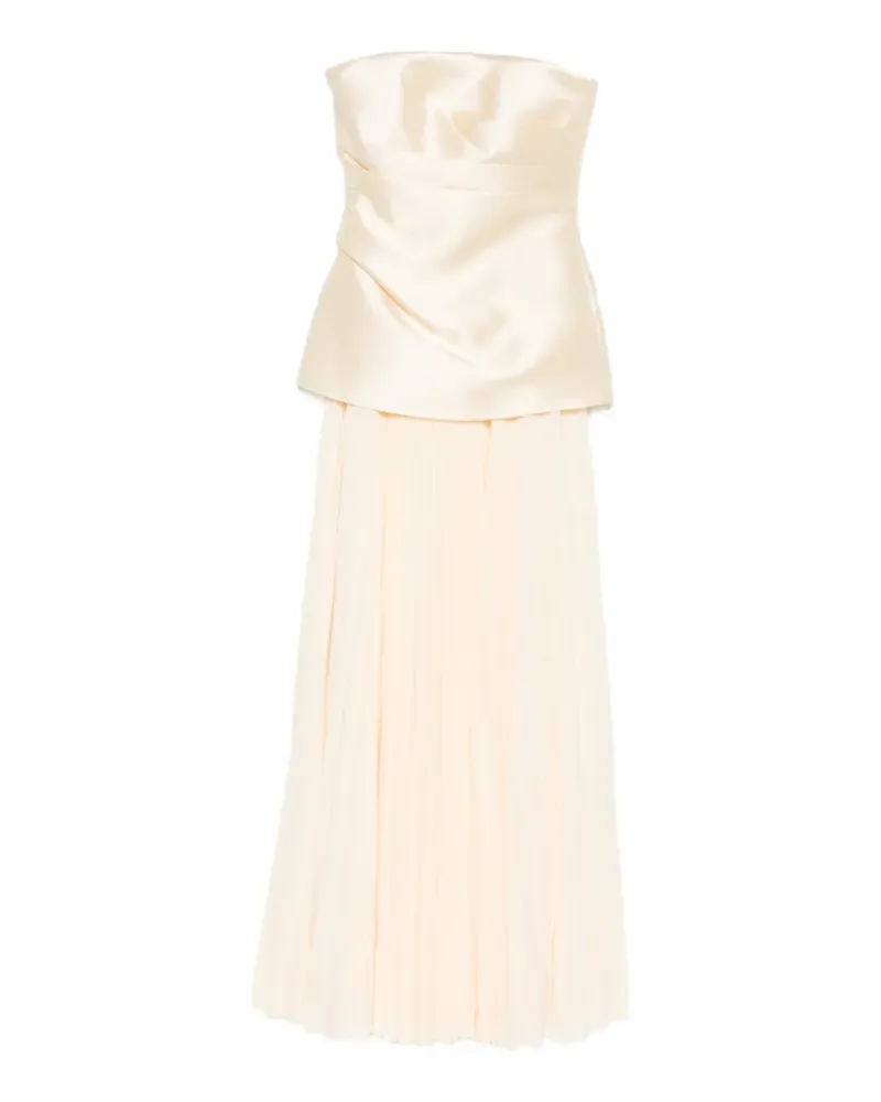 Solace London Claudette strapless pleated-skirt dress - Nude Nude