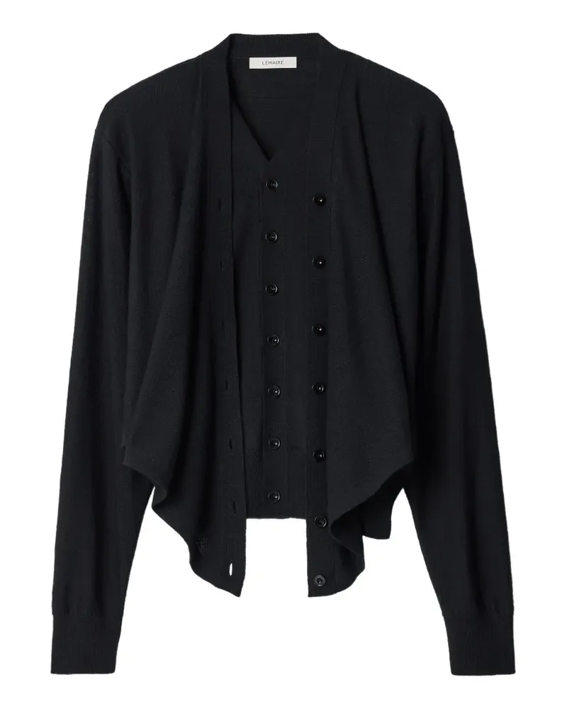 Christophe Lemaire Cardigan mit Trompe-l'oeil-Muster - Schwarz Schwarz