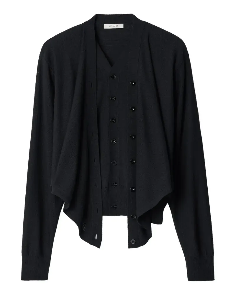 Christophe Lemaire Cardigan mit Trompe-l'oeil-Muster - Schwarz Schwarz