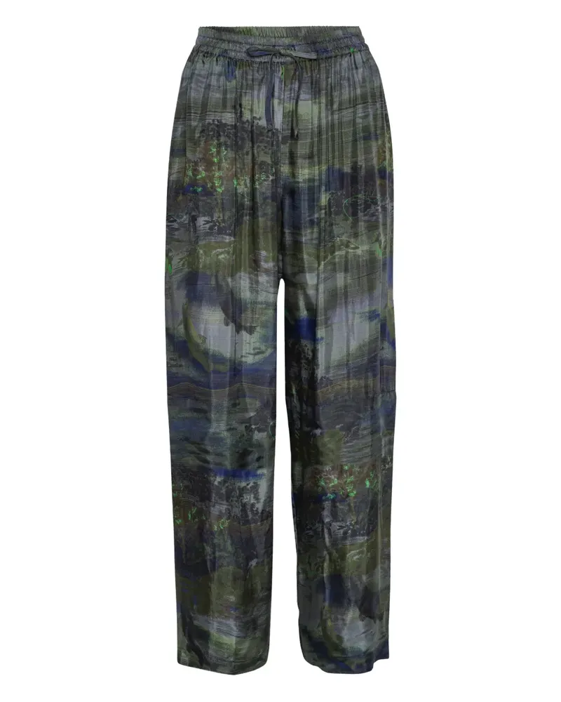 Henrik Vibskov Gerade Hose mit Landschafts-Print - Grün Grün