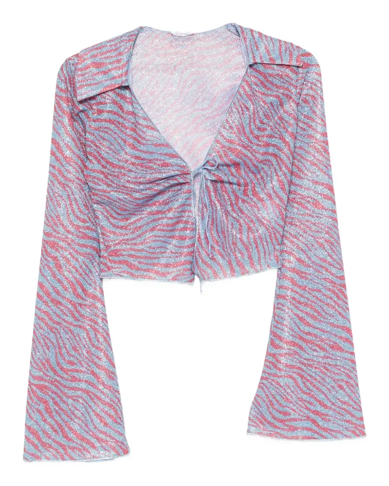 Oséree Animalier Slim-Fit-Top mit Zebra-Print - Blau Blau