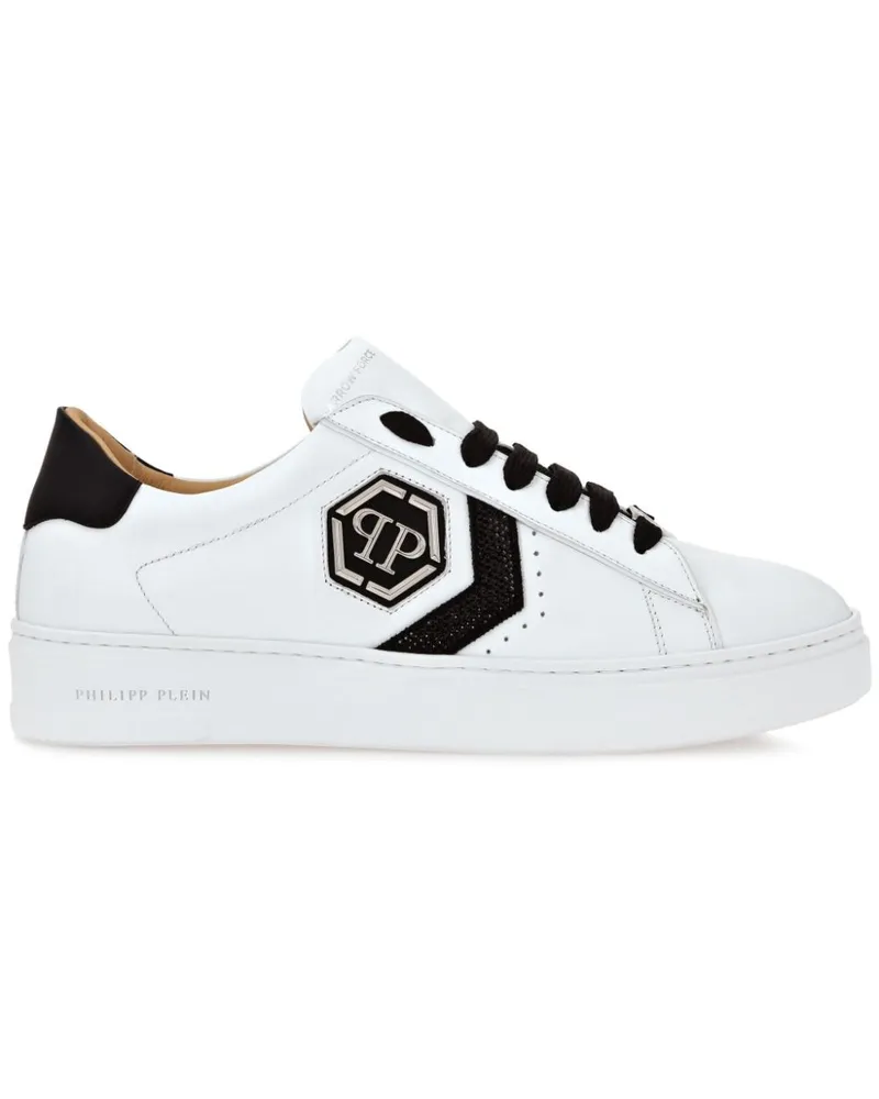 Philipp Plein Arrow Force Strass Hexagon Sneakers - Weiß Weiß