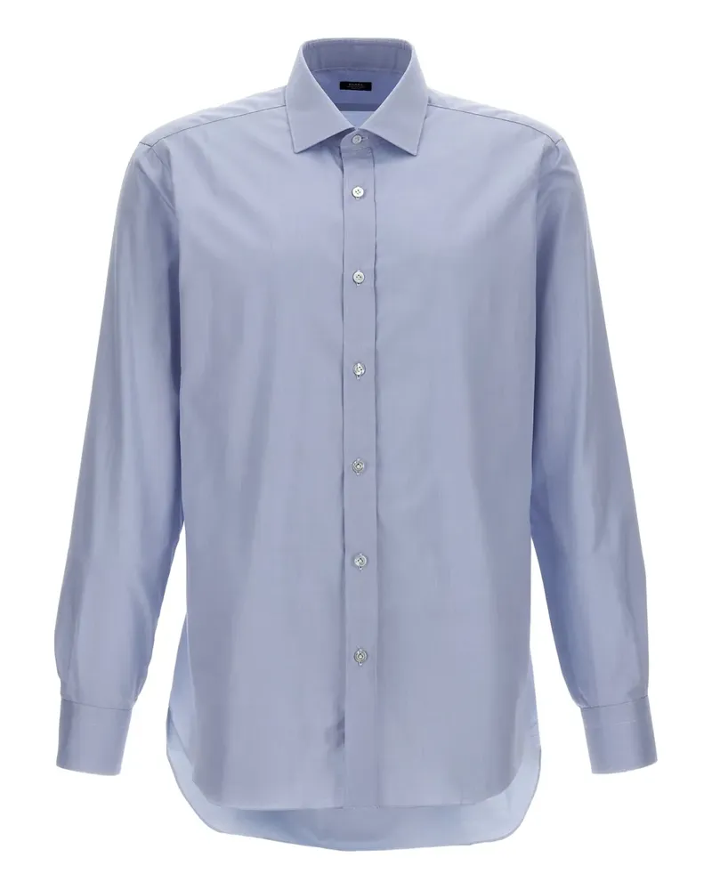 BARBA Popeline-Hemd mit Knopfmanschetten - Blau Blau