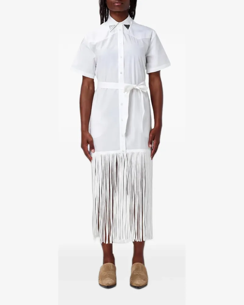 Pinko Midikleid mit Fransen - Weiß Weiß