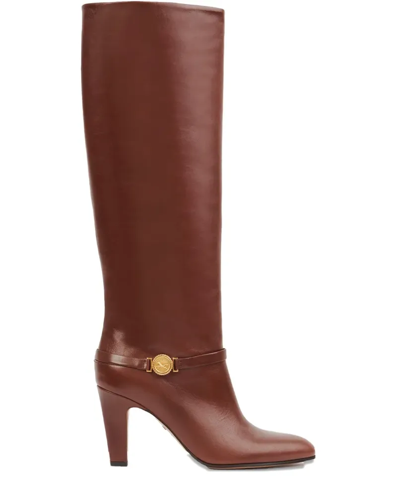 Chloé 85mm Eve medallion-detail boots - Braun Braun