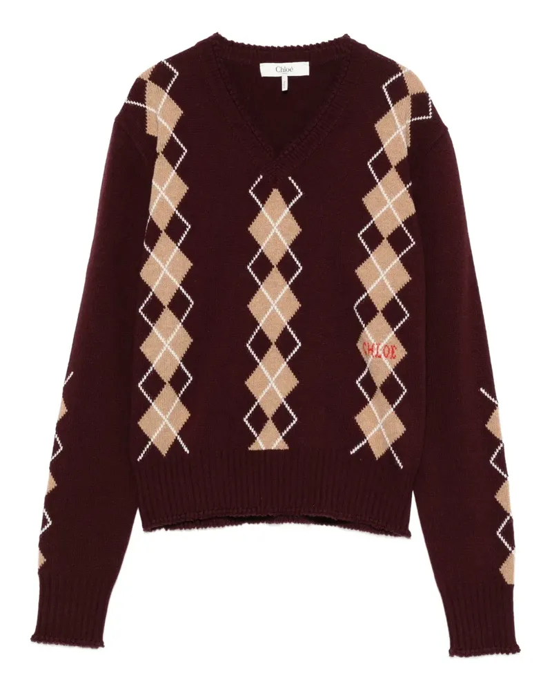 Chloé Pullover mit Argyle-Muster - Rot Rot