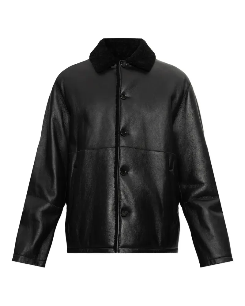 Jil Sander Lederjacke mit Shearling-Kragen - Schwarz Schwarz