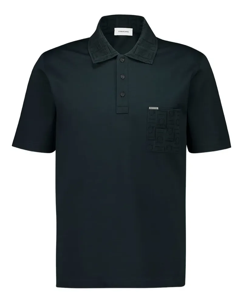 Ferragamo Kurzärmeliges Poloshirt mit Kragenstickerei - Blau Blau