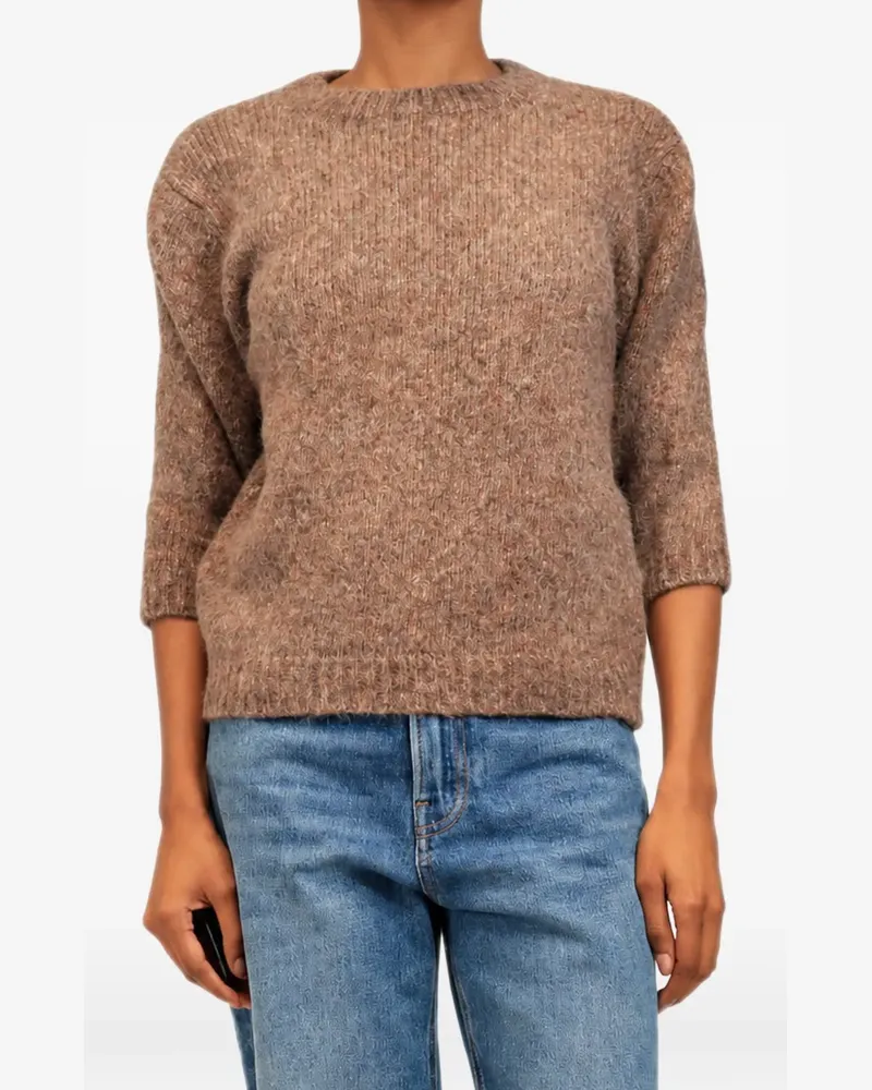 Lauren Manoogian melange-knit three-quarter sleeve sweater - Braun Braun
